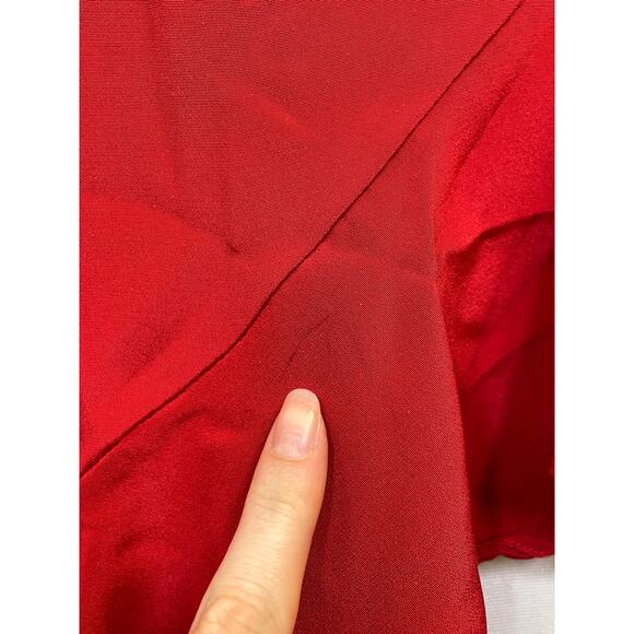 ALEXIS Hazel Bell Sleeve Asymmetric Ruffle Silk Midi Dress Red Size M $565 - Picture 6 of 15